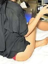 Skinny Asian MILF gets her asshole gapped and cunt filled with cum