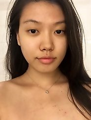 Diminutive chinese Selfie female bare-chested And teases